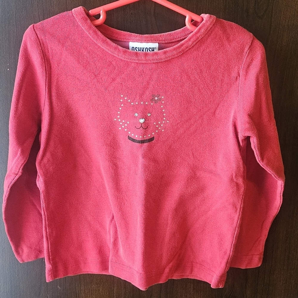 OshKosh B'gosh Kids Pink Long Sleeve Tee with Cat Design